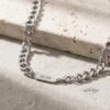 Personalized Stainless Steel Cuban Chain Necklace with Engraved Tag — additional angle, handmade in Israel