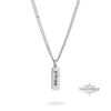 Personalized Stainless Steel Bar Necklace Engraved Name Pendant — detail view, handmade in Israel
