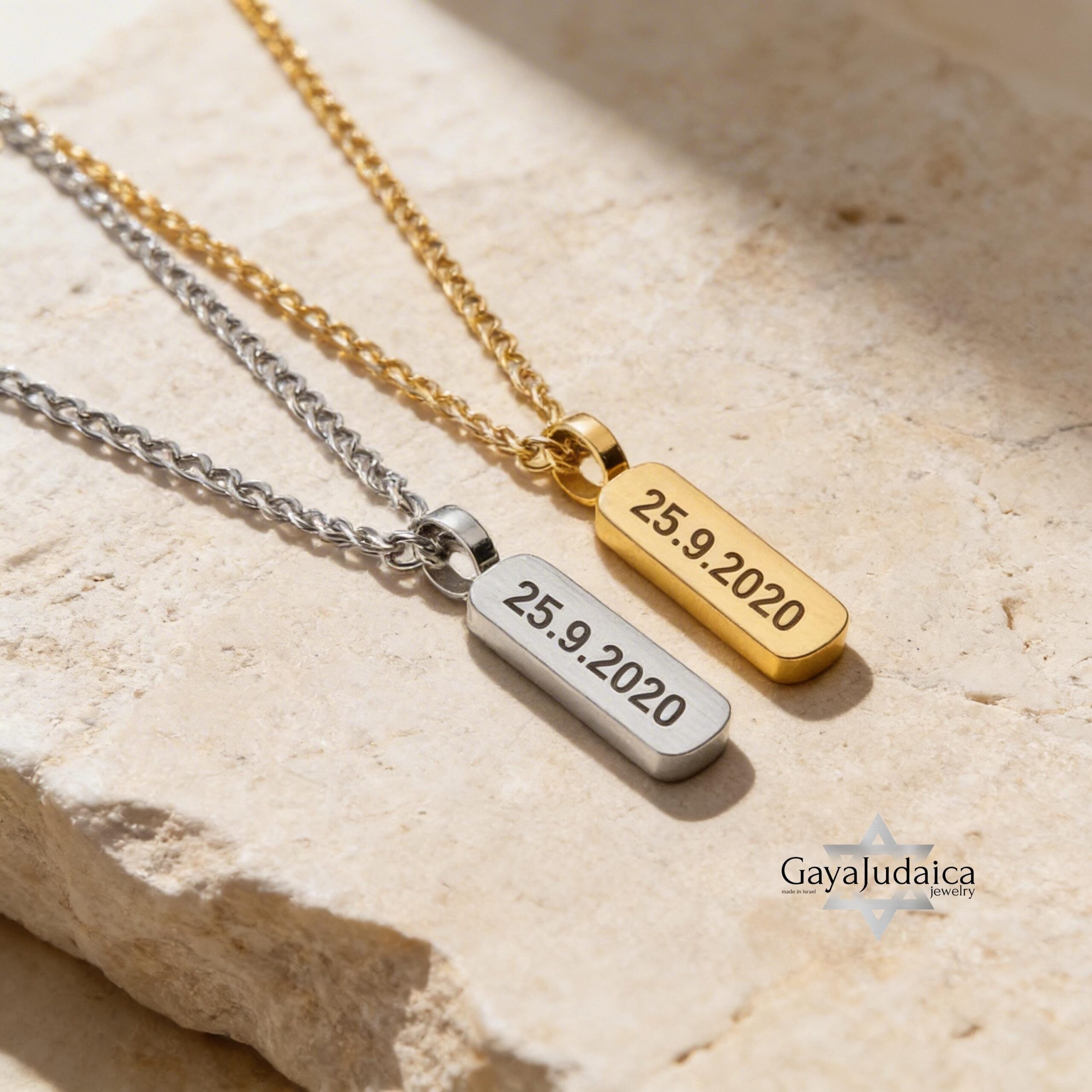 Personalized Stainless Steel Bar Necklace — Engraved Name Pendant, Gift for Him Personalized Stainless Steel Bar Necklace — Engraved Name Pendant, Gift for Him