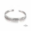 Personalized Roman Numeral Cuff Bracelet Sterling Silver — detail view, handmade in Israel