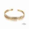 Personalized Roman Numeral Cuff Bracelet Sterling Silver — close-up, handmade in Israel
