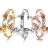 Personalized Roman Numeral Cuff Bracelet Sterling Silver — three finishes side by side, handmade in Israel