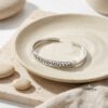 Personalized Roman Numeral Cuff Bracelet Sterling Silver — close-up detail, handmade in Israel