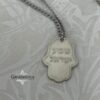 Shema Israel Hamsa Pendant Stainless Steel — alternate angle, handmade in Israel