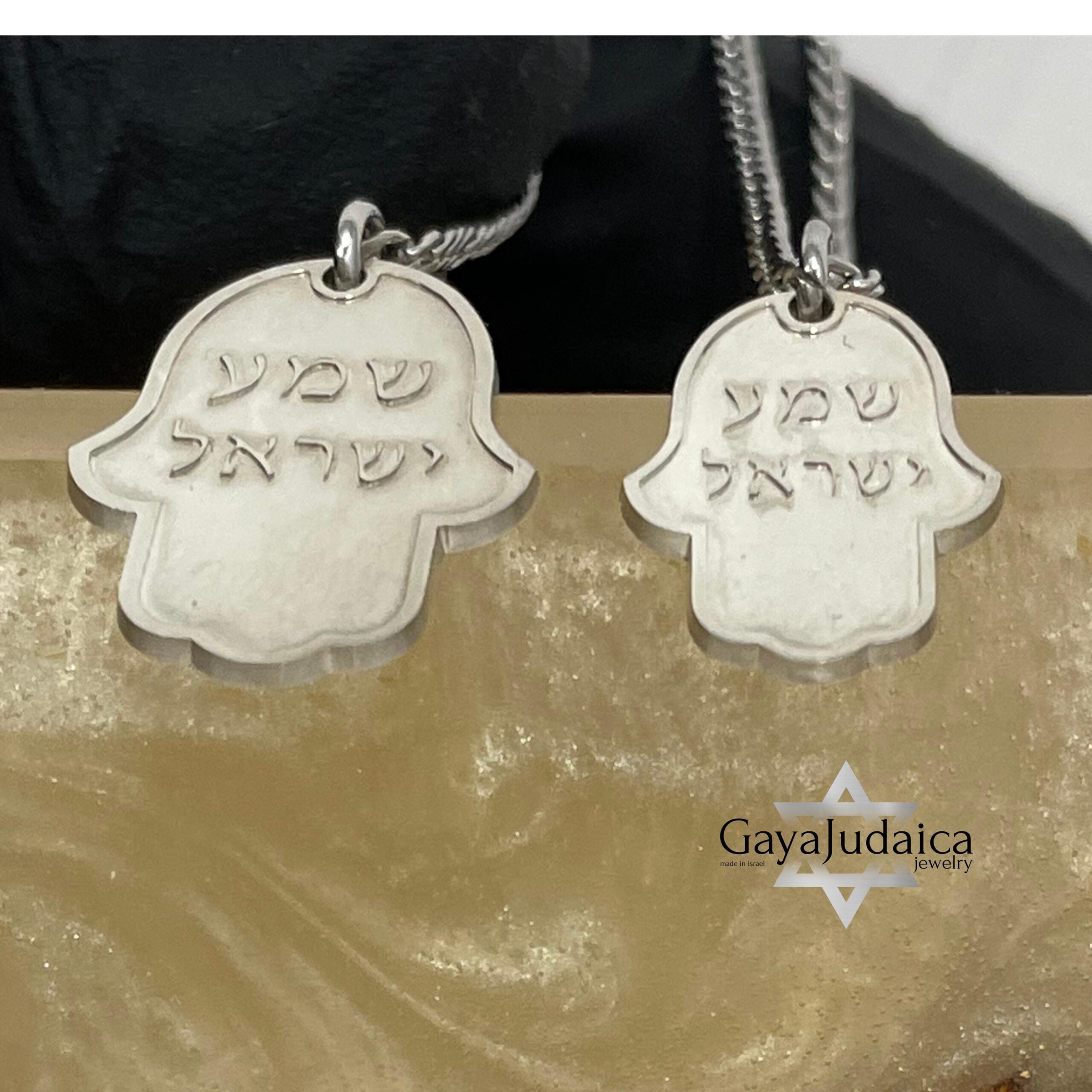 Shema Israel Engraved Hamsa Pendant — Stainless Steel Mens Judaica Shema Israel Engraved Hamsa Pendant — Stainless Steel Mens Judaica