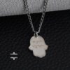Shema Israel Hamsa Pendant Stainless Steel — plate composition, handmade in Israel