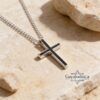 Cross Pendant Necklace Stainless Steel Engraved — main photo, handmade in Israel