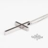 Cross Pendant Necklace Stainless Steel Engraved — close-up, handmade in Israel