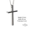 Cross Pendant Necklace Stainless Steel Engraved — alternate angle, handmade in Israel