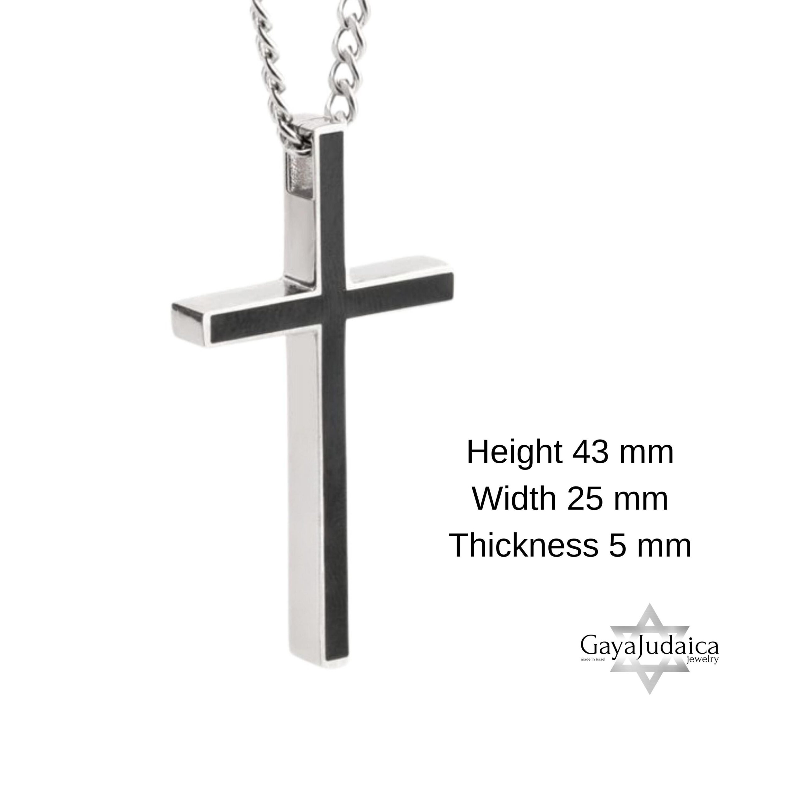 Personalized Cross Pendant Necklace — Stainless Steel with Black Enamel, Custom Engraved Personalized Cross Pendant Necklace — Stainless Steel with Black Enamel, Custom Engraved