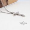 Cross Pendant Necklace Stainless Steel Engraved — additional view, handmade in Israel