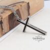 Cross Pendant Necklace Stainless Steel Engraved — additional angle, handmade in Israel