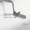 Cross Pendant Necklace Stainless Steel Engraved — close-up detail, handmade in Israel