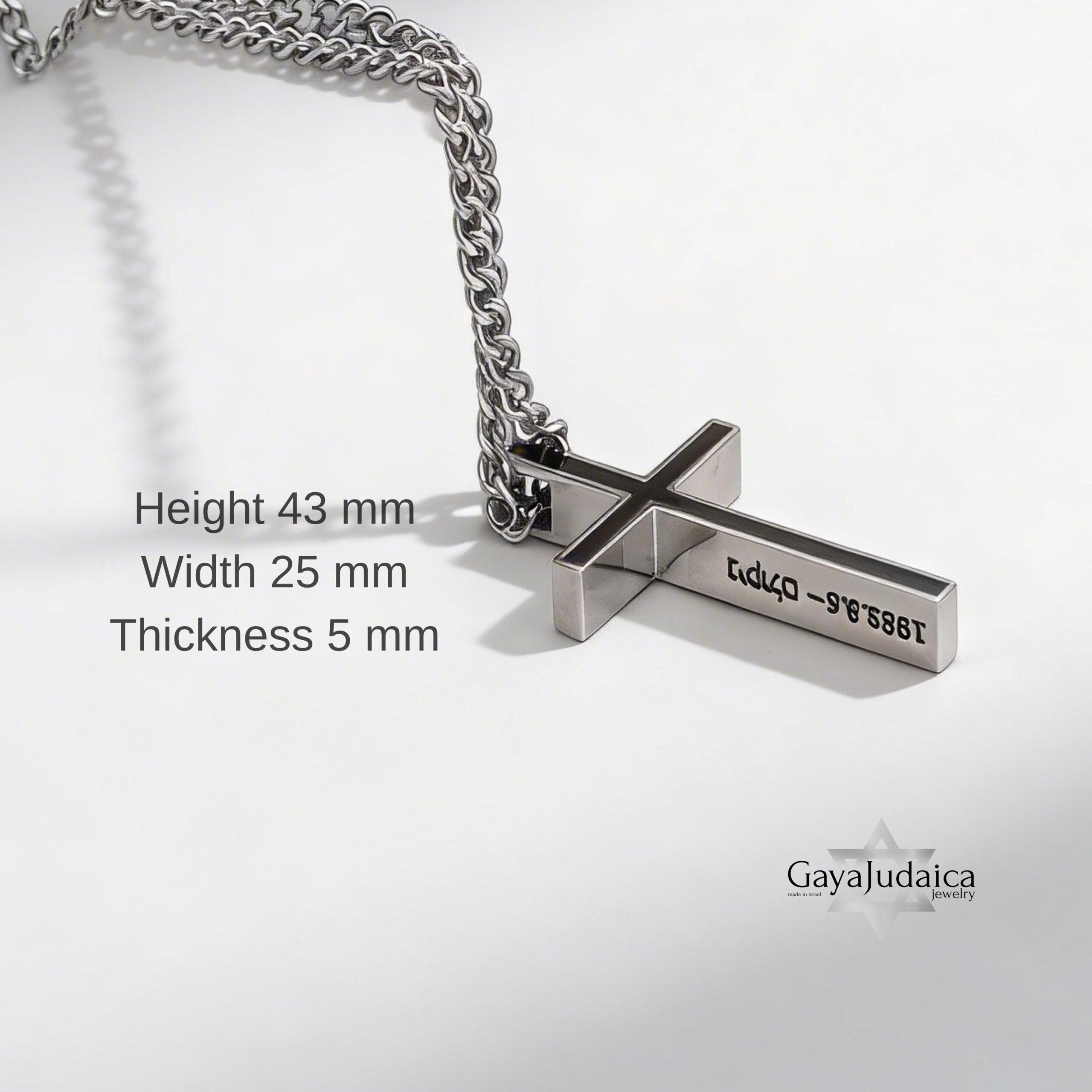 Personalized Cross Pendant Necklace — Stainless Steel with Black Enamel, Custom Engraved Personalized Cross Pendant Necklace — Stainless Steel with Black Enamel, Custom Engraved
