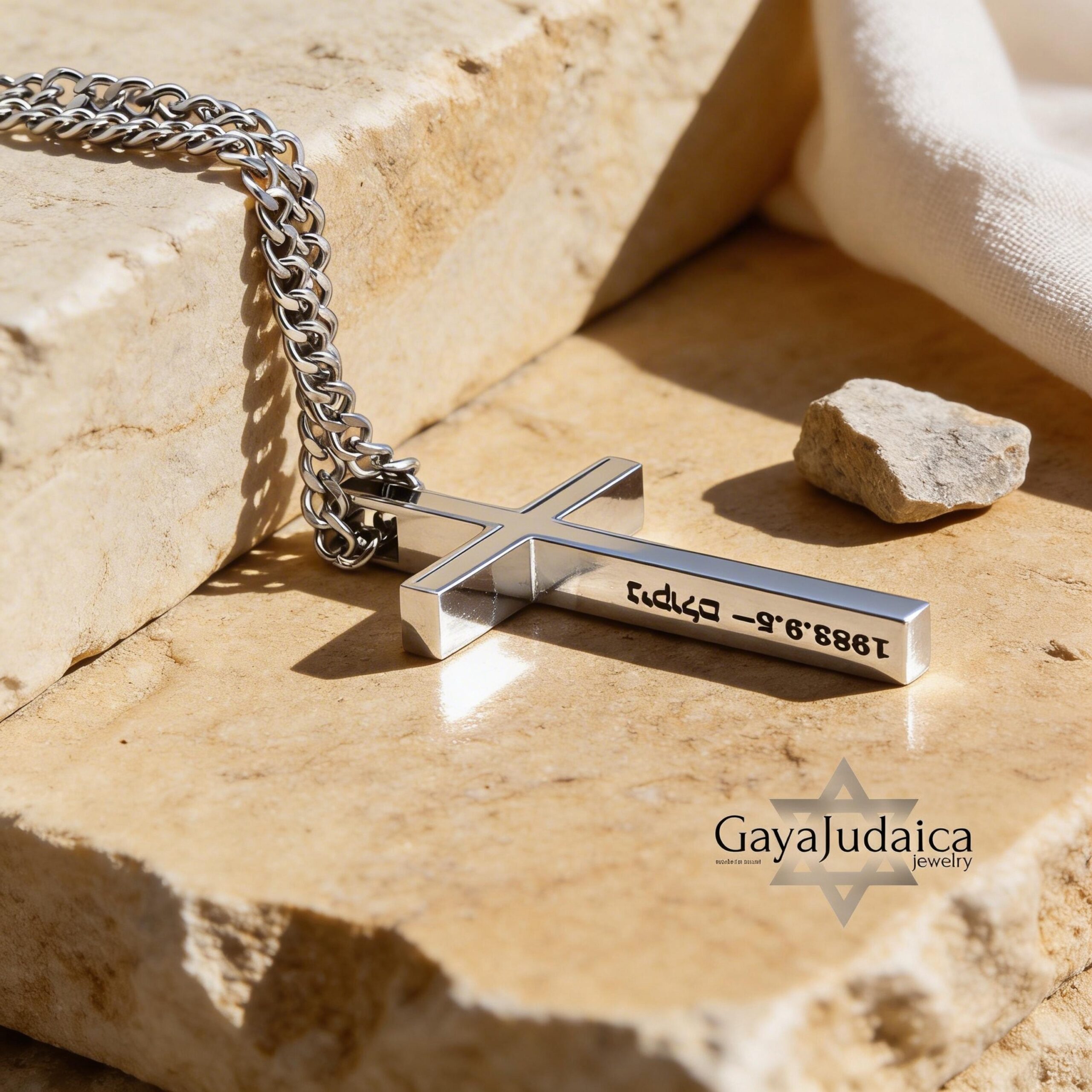 Personalized Cross Pendant Necklace — Stainless Steel with Black Enamel, Custom Engraved Personalized Cross Pendant Necklace — Stainless Steel with Black Enamel, Custom Engraved