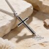 Cross Pendant Necklace Stainless Steel Engraved — plate composition, handmade in Israel