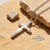 Cross Pendant Necklace Stainless Steel Engraved — dark surface composition, handmade in Israel
