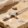 Cross Pendant Necklace Stainless Steel Engraved — gift box presentation, handmade in Israel