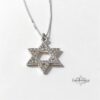 Sterling Silver Star of David Necklace Cubic Zirconia — detail view, handmade in Israel
