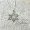 Sterling Silver Star of David Necklace Cubic Zirconia — top-down view, handmade in Israel
