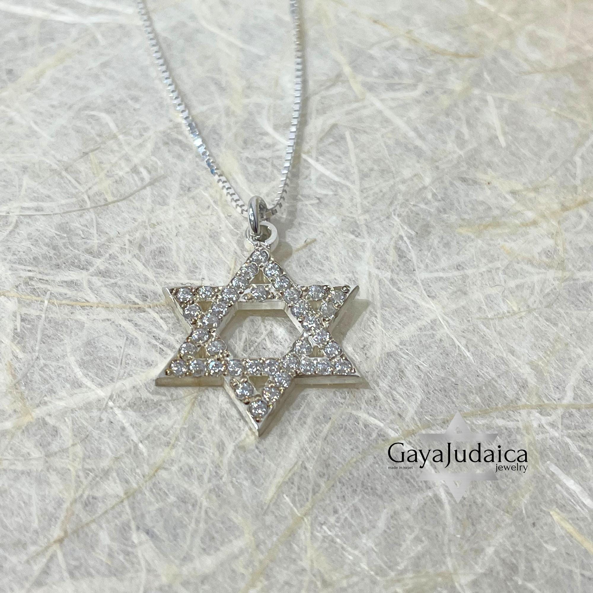 Sterling Silver Star of David Necklace — Cubic Zirconia, Jewish Jewelry Sterling Silver Star of David Necklace — Cubic Zirconia, Jewish Jewelry