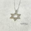 Sterling Silver Star of David Necklace Cubic Zirconia — close-up detail, handmade in Israel