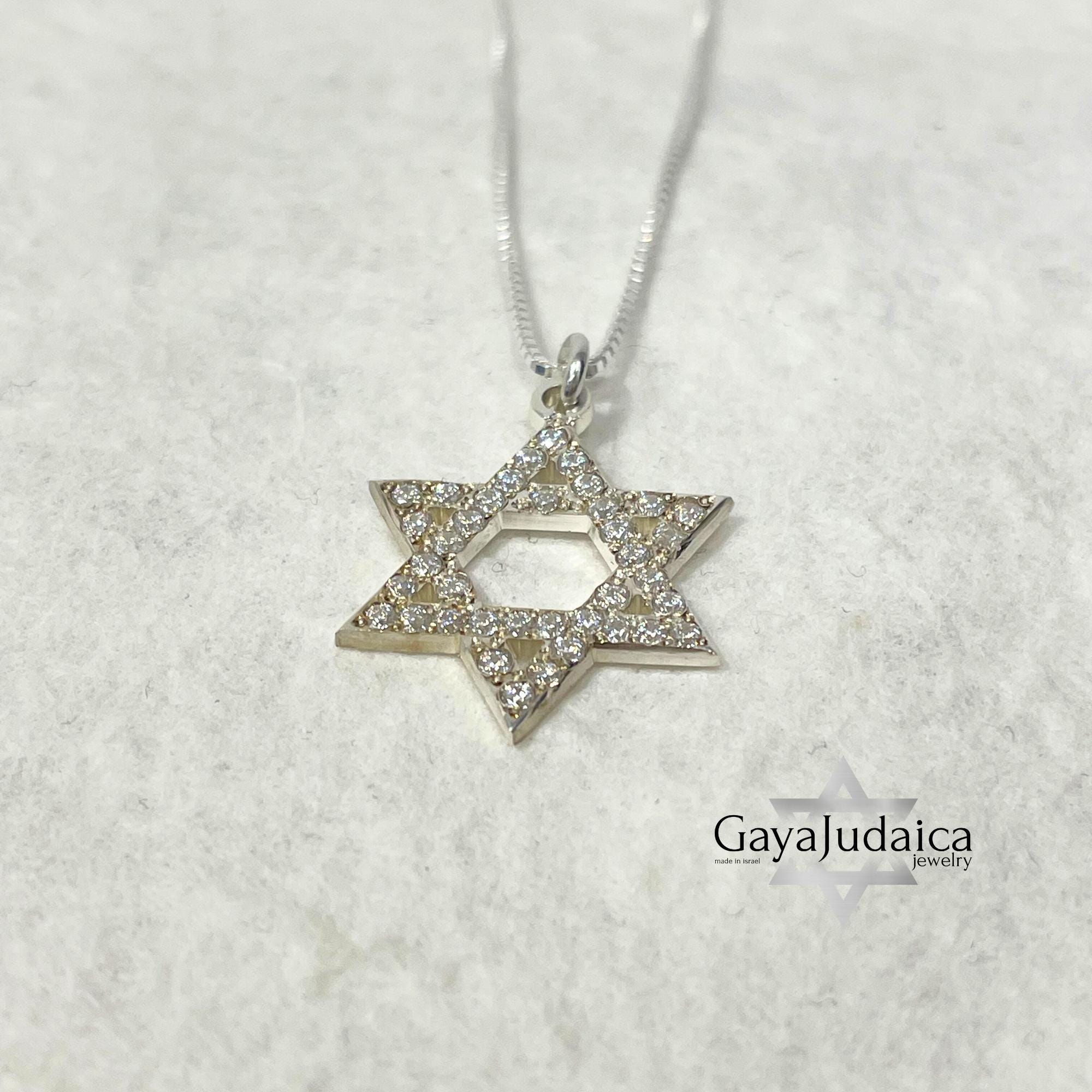 Sterling Silver Star of David Necklace — Cubic Zirconia, Jewish Jewelry Sterling Silver Star of David Necklace — Cubic Zirconia, Jewish Jewelry