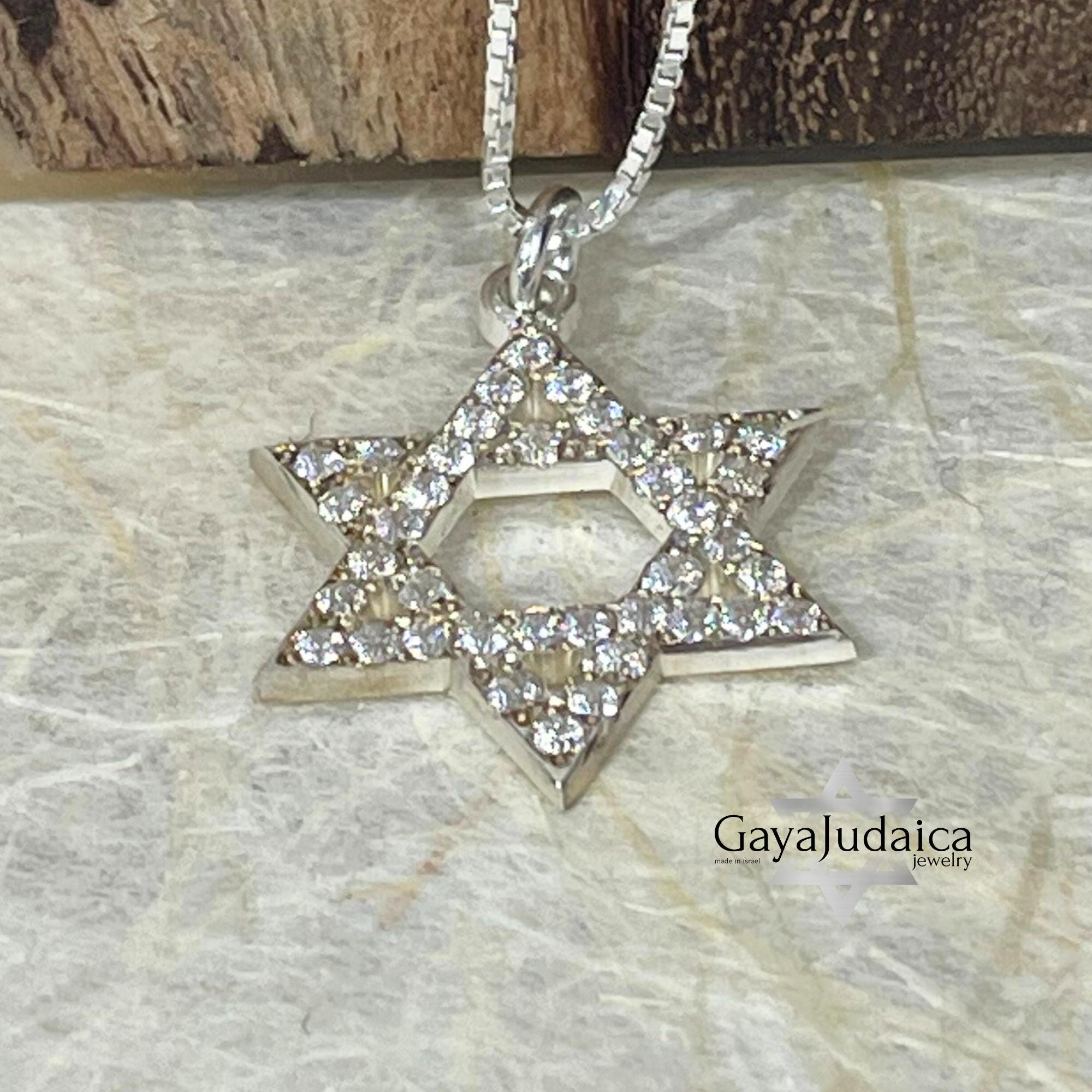 Sterling Silver Star of David Necklace — Cubic Zirconia, Jewish Jewelry Sterling Silver Star of David Necklace — Cubic Zirconia, Jewish Jewelry
