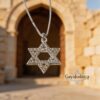 Sterling Silver Star of David Necklace Cubic Zirconia — natural light shot, handmade in Israel