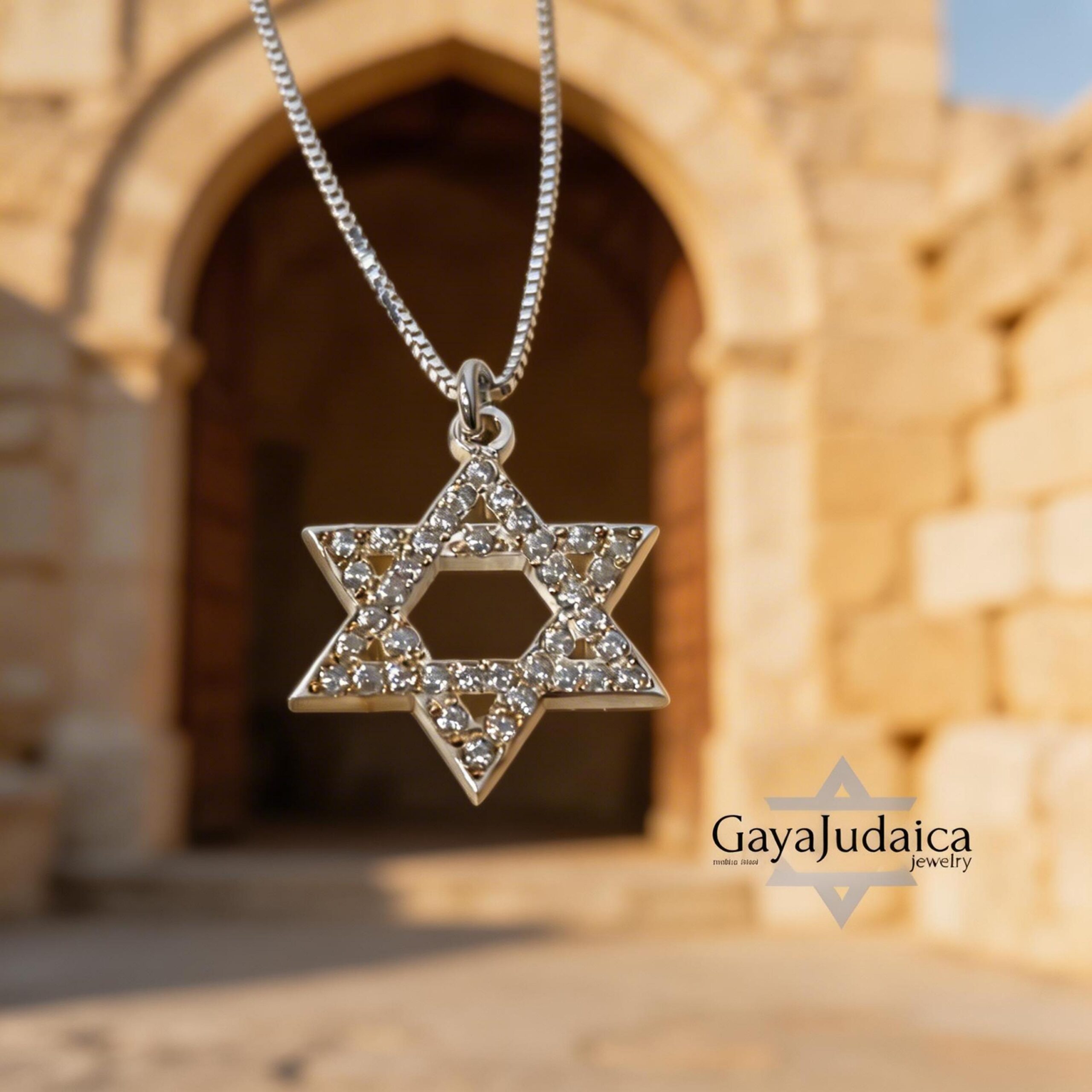 Sterling Silver Star of David Necklace — Cubic Zirconia, Jewish Jewelry Sterling Silver Star of David Necklace — Cubic Zirconia, Jewish Jewelry