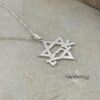 Sterling Silver Star of David Dad Necklace — alternate angle, sterling silver finish, handmade Judaica
