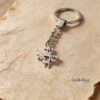 Sterling Silver Am Yisrael Chai Keyring Hebrew — natural light shot, handmade in Israel