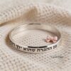 Sterling Silver Bangle Hebrew Engraved Cuff — additional angle, handmade in Israel