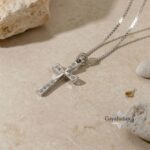 Sterling Silver Cross Necklace — Pavé Zirconia Pendant