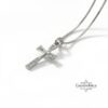Sterling Silver Cross Necklace Pavé Zirconia — detail view, handmade in Israel