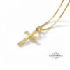 Sterling Silver Cross Necklace Pavé Zirconia — close-up, handmade in Israel