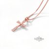 Sterling Silver Cross Necklace Pavé Zirconia — alternate angle, handmade in Israel