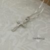 Sterling Silver Cross Necklace Pavé Zirconia — styled lifestyle, handmade in Israel