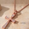 Sterling Silver Cross Necklace Pavé Zirconia — close-up detail, handmade in Israel