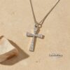 Sterling Silver Cross Necklace Pavé Zirconia — staged view, handmade in Israel