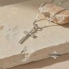 Sterling Silver Cross Necklace Pavé Zirconia — plate composition, handmade in Israel