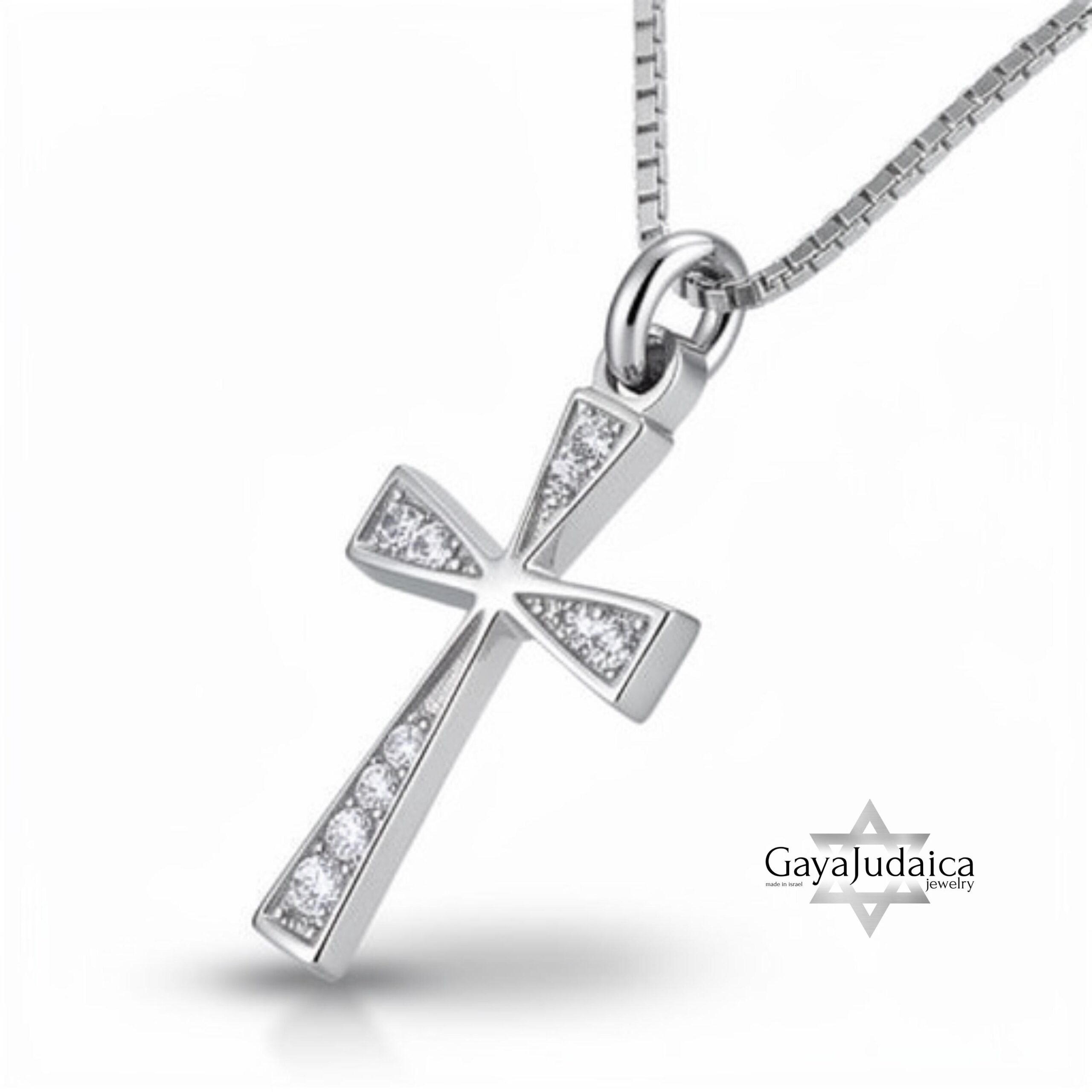 Sterling Silver Cross Necklace — Pavé Zirconia Pendant Sterling Silver Cross Necklace — Pavé Zirconia Pendant