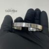 Sterling Silver Mens Cuff Bracelet Engraved — natural light shot, handmade in Israel