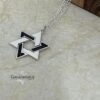 Sterling Silver Star of David Necklace Mens — close-up, handmade in Israel