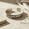 Unique Hebrew Sterling Silver Cuff Bracelet Matte — three finishes side by side, handmade in Israel