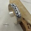 Unique Hebrew Sterling Silver Cuff Bracelet Matte — warm-tone styled, handmade in Israel