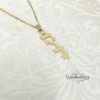 14K Gold Vertical Hebrew Name Necklace — styled lifestyle, handmade in Israel