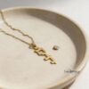 14K Gold Vertical Hebrew Name Necklace — plate composition, handmade in Israel