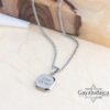 Custom Engraved White Stone Necklace Stainless Steel — alternate angle, handmade in Israel