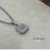 Custom Engraved White Stone Necklace Stainless Steel — top-down view, handmade in Israel